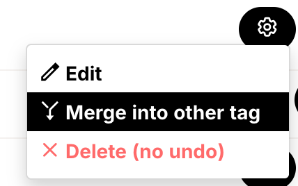 Exist merge tag menu