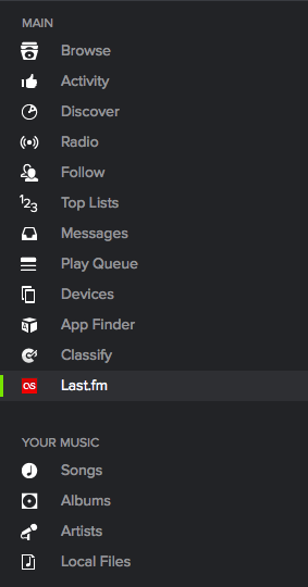 last.fm in spotify menu