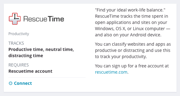 RescueTime service tile