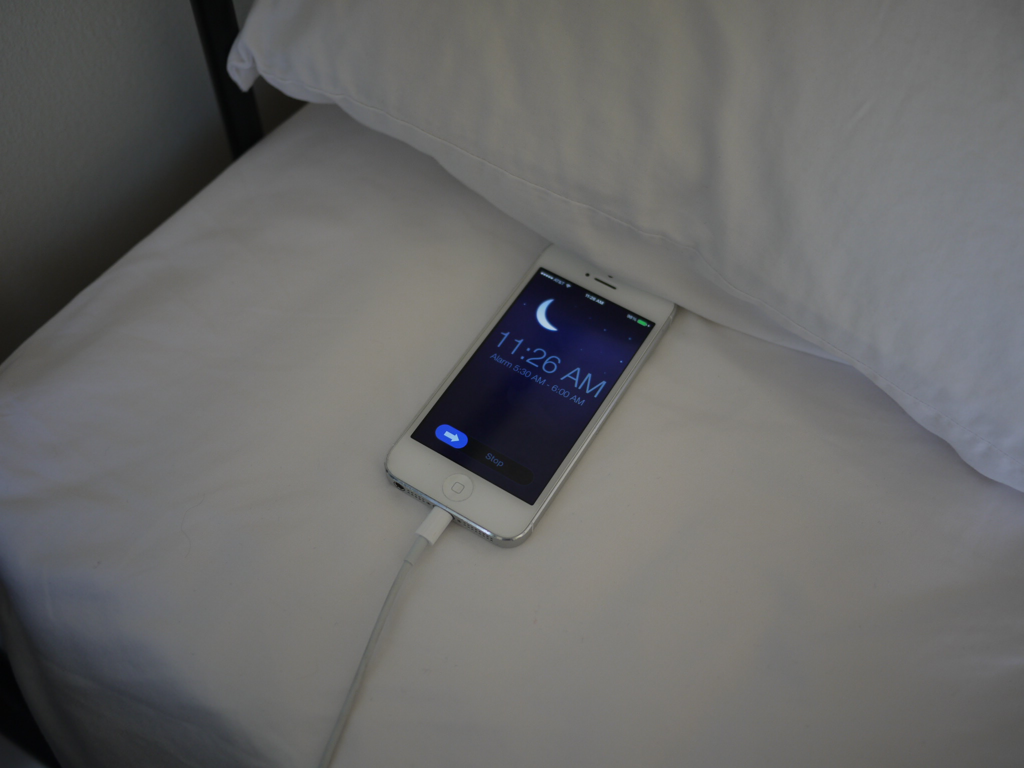 sleep tracking app on bed
